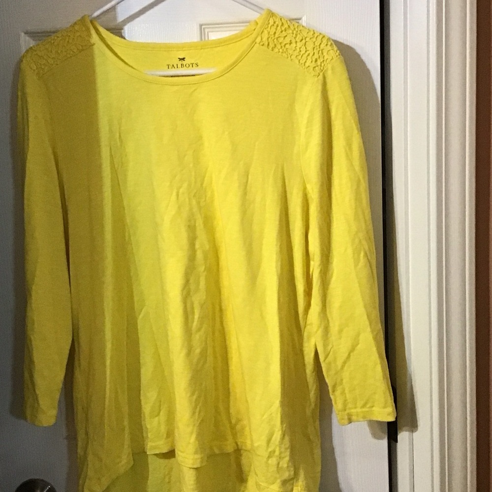 Talbots Sunny Yellow Lace Shoulder Top